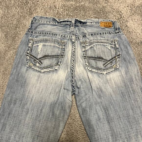 BKE Derek Jeans Mens 33 Blue Straight Leg Thick Stitch Denim Western (33x31.5) - Picture 4 of 11